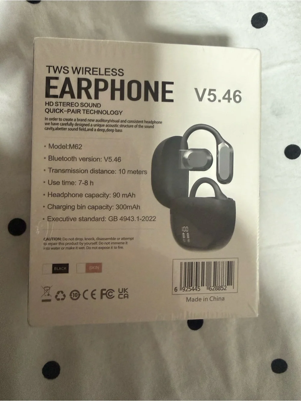 M62 TWS Wireless Earphones - Black